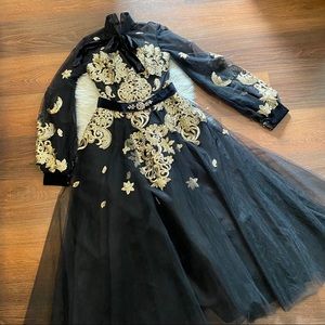 Bridess Black & Gold Tulle Dress